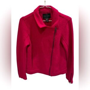 TAHARI Womens Fuchsia Moto Jacket Wool Size XS Office Professional Chic
